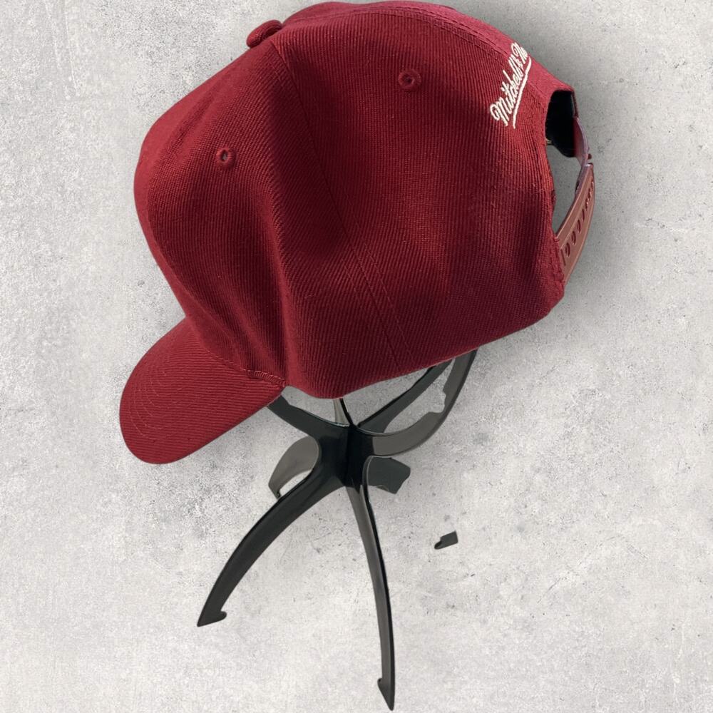 Mitchell & Ness Detroit Pistons Snapback Hat Red Retro NBA Logo Cap OSFA - Picture 5 of 7